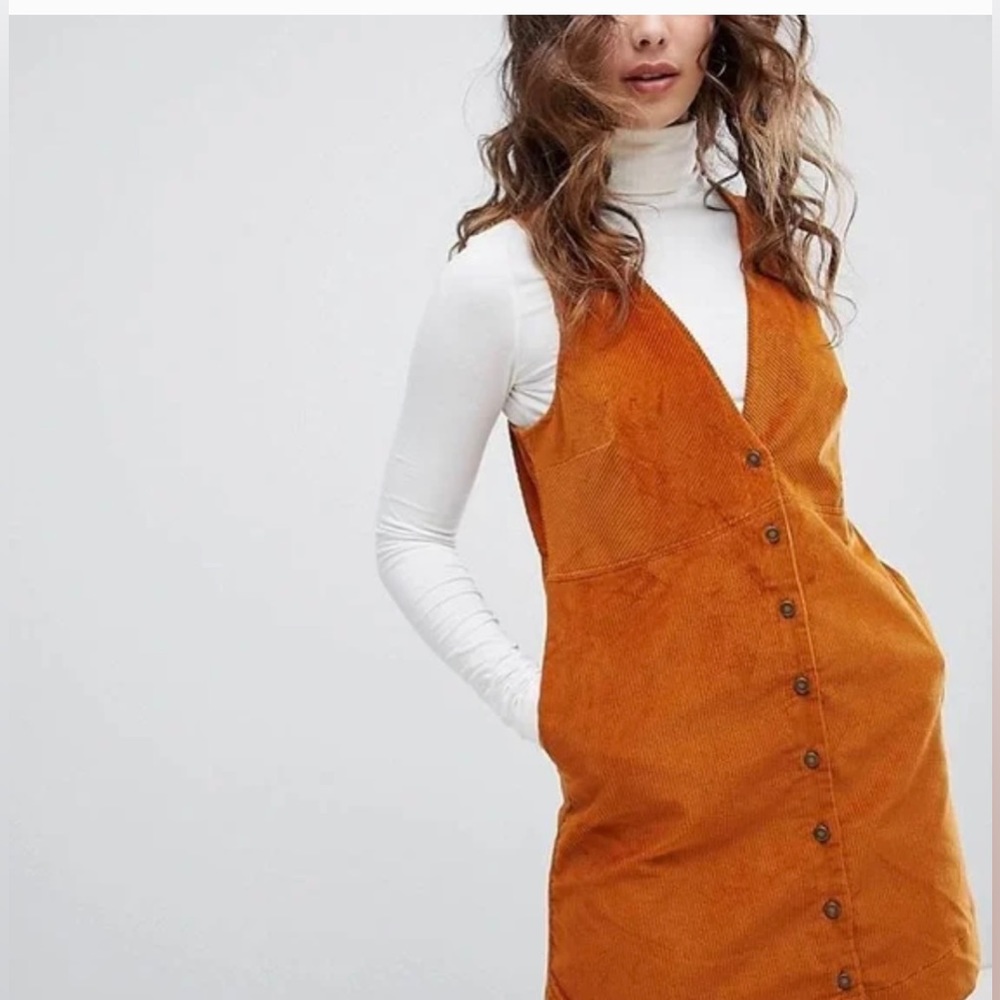 Free People Rolling Thunder Size XL Button Front Corduroy Sleeveless Dress